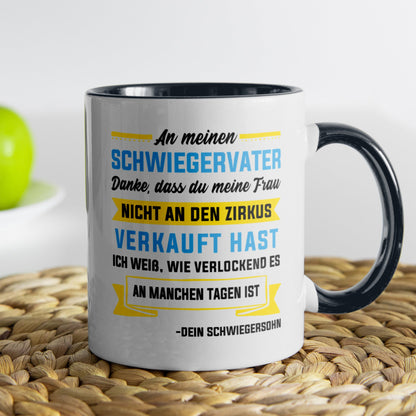 22Feels® Schwiegervater Geschenk von Schwiegersohn bzw. Bräutigam - Tasse mit Spruch (Weiss-Schwarz, 320ml)-TwoTone Tasse Weiss-Schwarz 320ml-22Feels