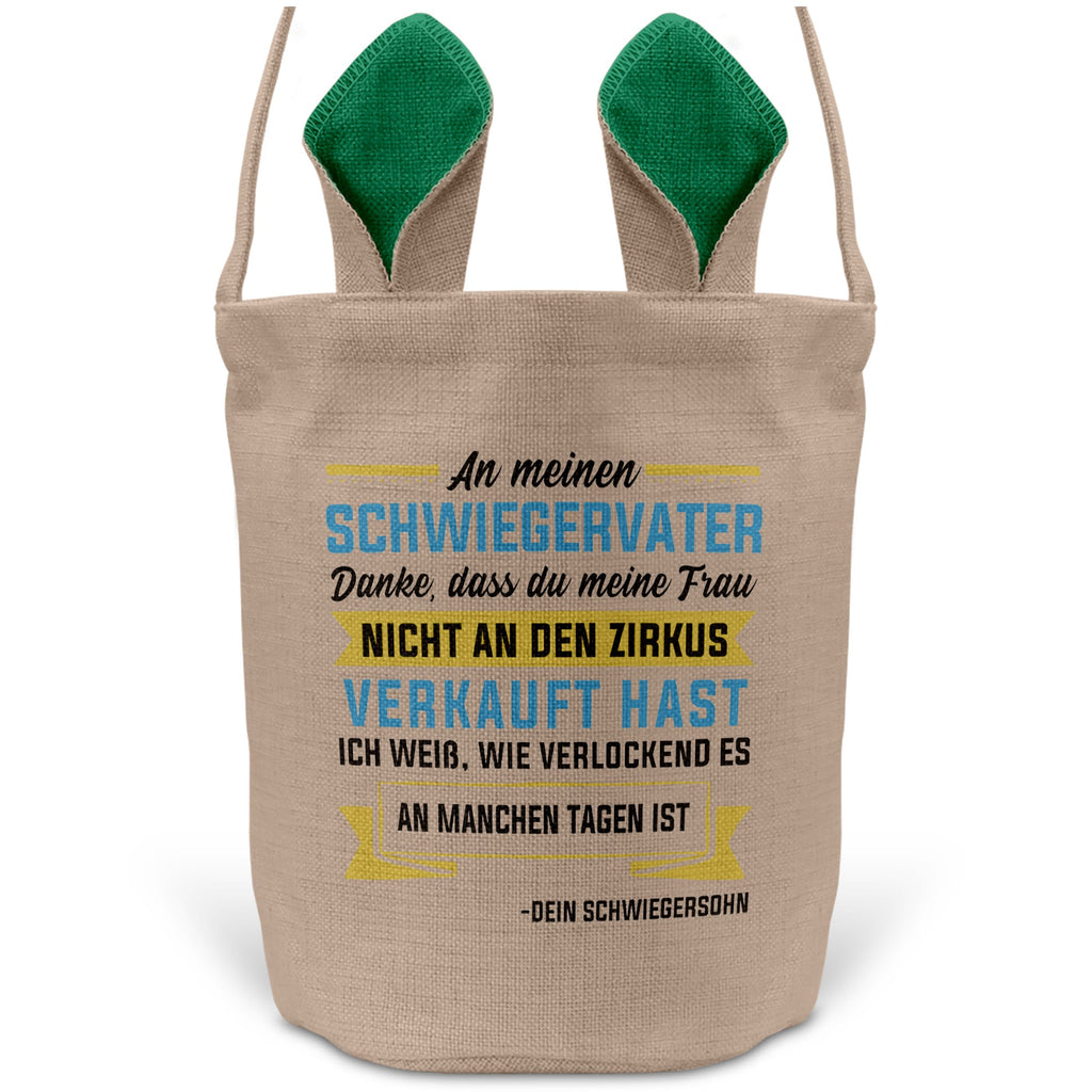 22Feels® Schwiegerpapa Osterkorb von Schwiegersohn mit Henkel Ostergeschenk Tragetasche Ostern Deko Osternest Körbchen Hasenohren (Beige/Grün)-Ostern Tragetasche-22Feels