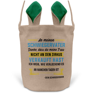 22Feels® Schwiegerpapa Osterkorb von Schwiegersohn mit Henkel Ostergeschenk Tragetasche Ostern Deko Osternest Körbchen Hasenohren (Beige/Grün)-Ostern Tragetasche-22Feels