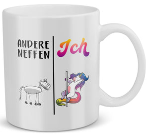 22Feels® Neffe Geschenk - Tasse mit Spruch: Andere Neffen Ich (Einhorn) (Weiss, 320ml)-Weisse Tasse 320ml-22Feels