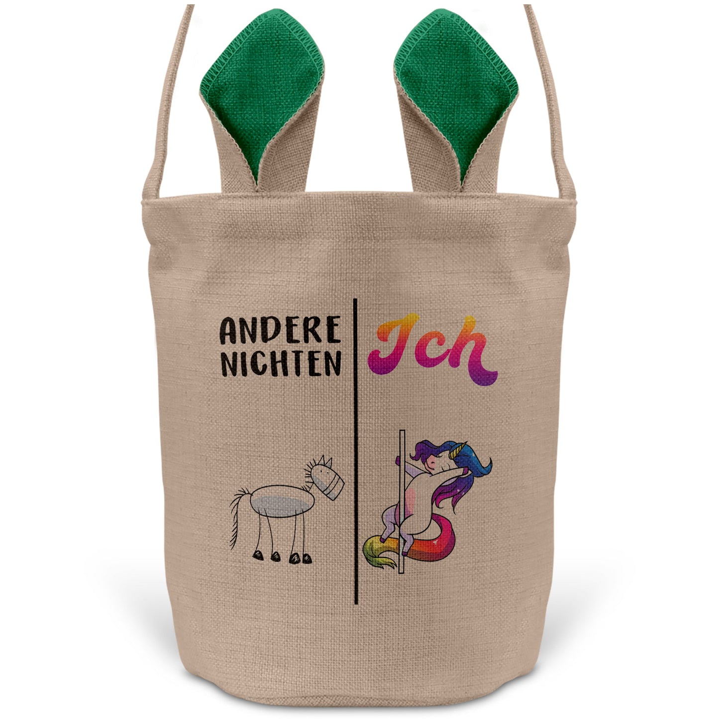 22Feels® Nichte Mädchen Osterkorb mit Henkel Ostergeschenk Tragetasche Ostern Deko Osternest Körbchen Hasenohren (Beige/Grün)-Ostern Tragetasche-22Feels