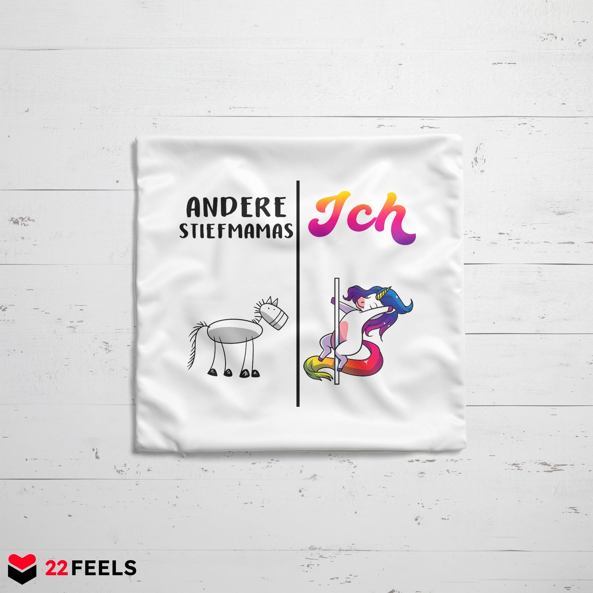 22Feels® Stiefmutter Geschenk - Kissen mit Spruch (Weiss 40x40cm)-Kissen Weiss 40x40-22Feels