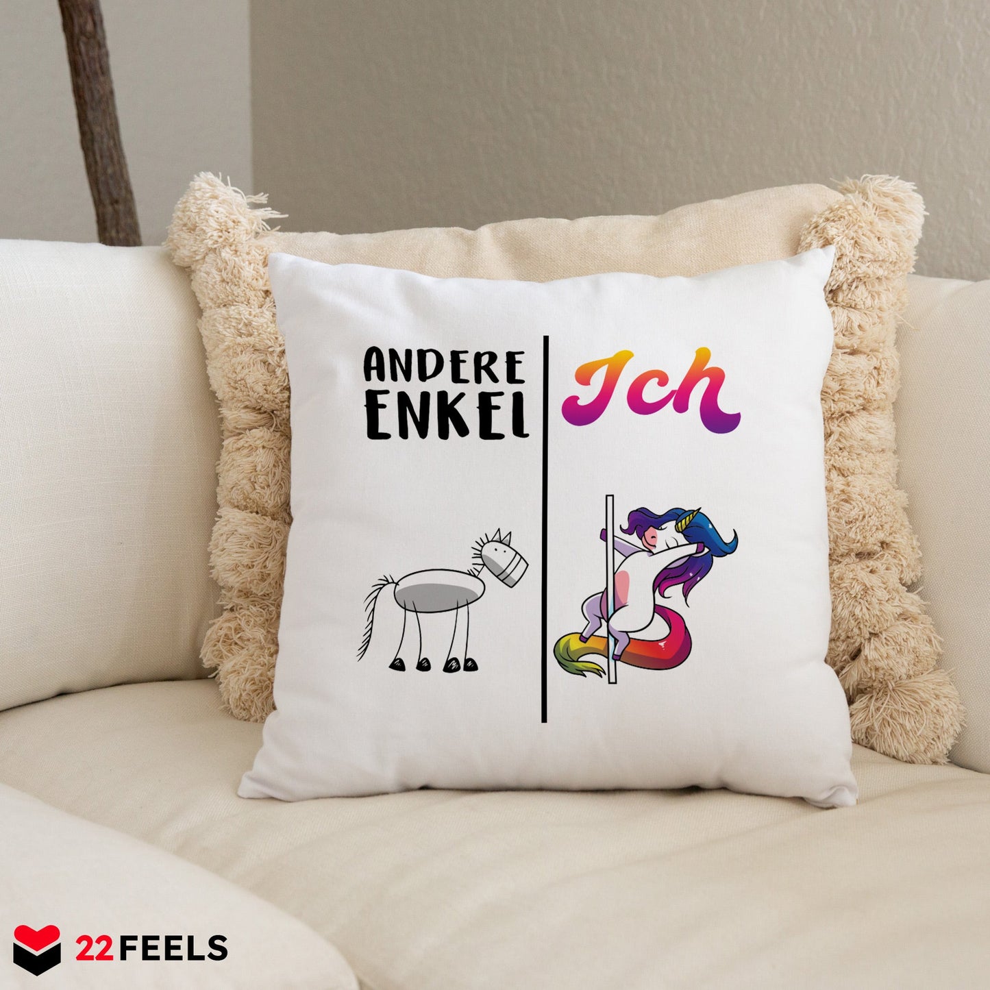 22Feels® Enkel Geschenk von Oma und Opa - Kissen mit Spruch (Weiss 40x40cm)-Kissen Weiss 40x40-22Feels