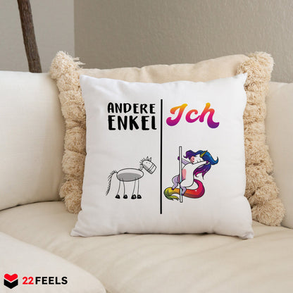 22Feels® Enkel Geschenk von Oma und Opa - Kissen mit Spruch (Weiss 40x40cm)-Kissen Weiss 40x40-22Feels