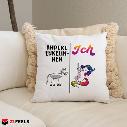 22Feels® Enkelin Geschenk von Oma und Opa - Kissen mit Spruch (Weiss 40x40cm)-Kissen Weiss 40x40-22Feels
