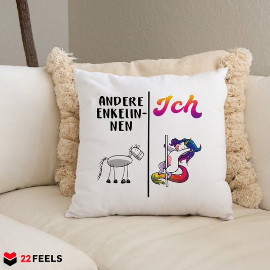 22Feels® Enkelin Geschenk von Oma und Opa - Kissen mit Spruch (Weiss 40x40cm)-Kissen Weiss 40x40-22Feels