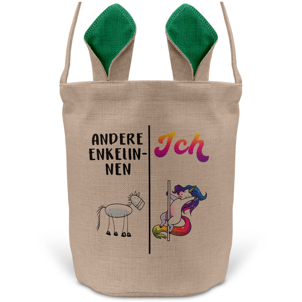 22Feels® Enkelin Kinder Mädchen Osterkorb mit Henkel Ostergeschenk Tragetasche Ostern Deko Osternest Körbchen Hasenohren (Beige/Grün)-Ostern Tragetasche-22Feels