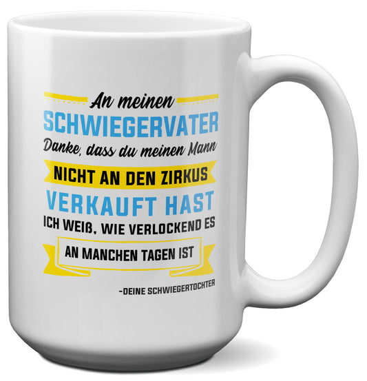 22Feels® Schwiegervater Geschenk von Schwiegertochter bzw. Braut - XL Tasse mit Spruch (Weiss, 440ml)-Weisse XL Tasse 440ml-22Feels
