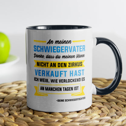 22Feels® Schwiegervater Geschenk von Schwiegertochter bzw. Braut - Tasse mit Spruch (Weiss-Schwarz, 320ml)-TwoTone Tasse Weiss-Schwarz 320ml-22Feels