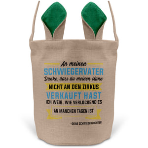 22Feels® Schwiegerpapa Osterkorb von Schwiegertochter mit Henkel Ostergeschenk Tragetasche Ostern Deko Osternest Körbchen Hasenohren (Beige/Grün)-Ostern Tragetasche-22Feels