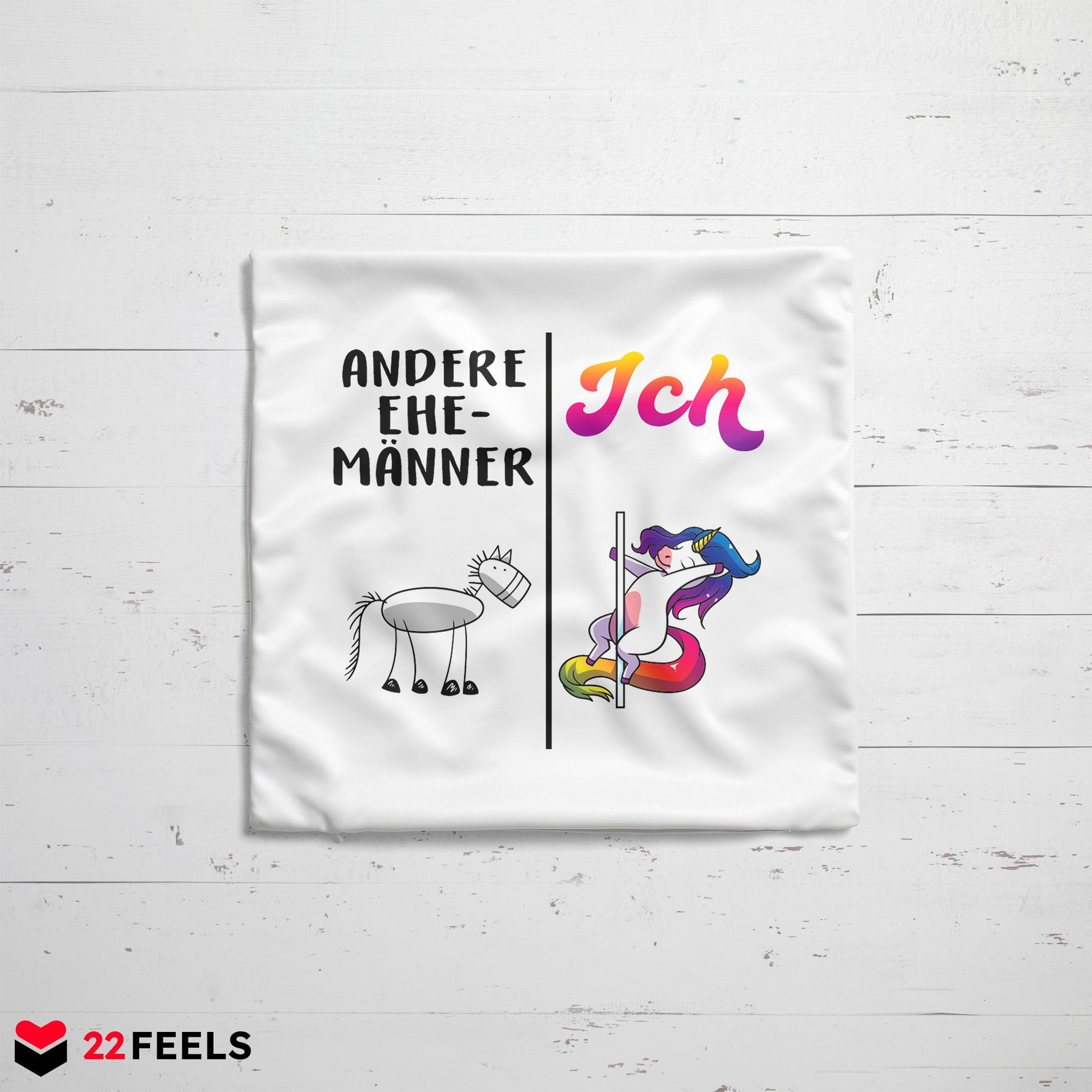 22Feels® Ehemann Geschenk zum Hochzeitstag, Valentinstag etc. - Kissen mit Spruch (Weiss 40x40cm)-Kissen Weiss 40x40-22Feels