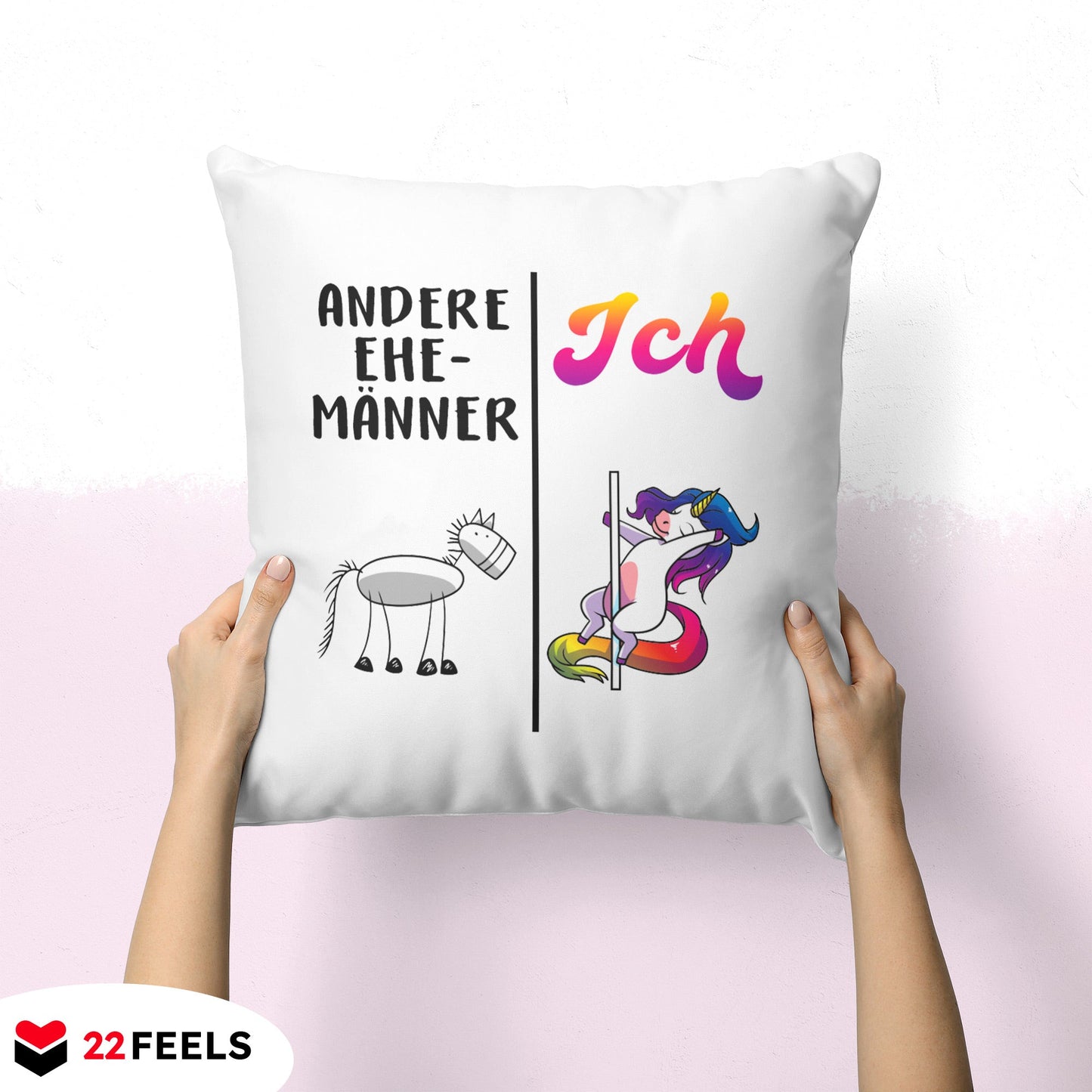 22Feels® Ehemann Geschenk zum Hochzeitstag, Valentinstag etc. - Kissen mit Spruch (Weiss 40x40cm)-Kissen Weiss 40x40-22Feels