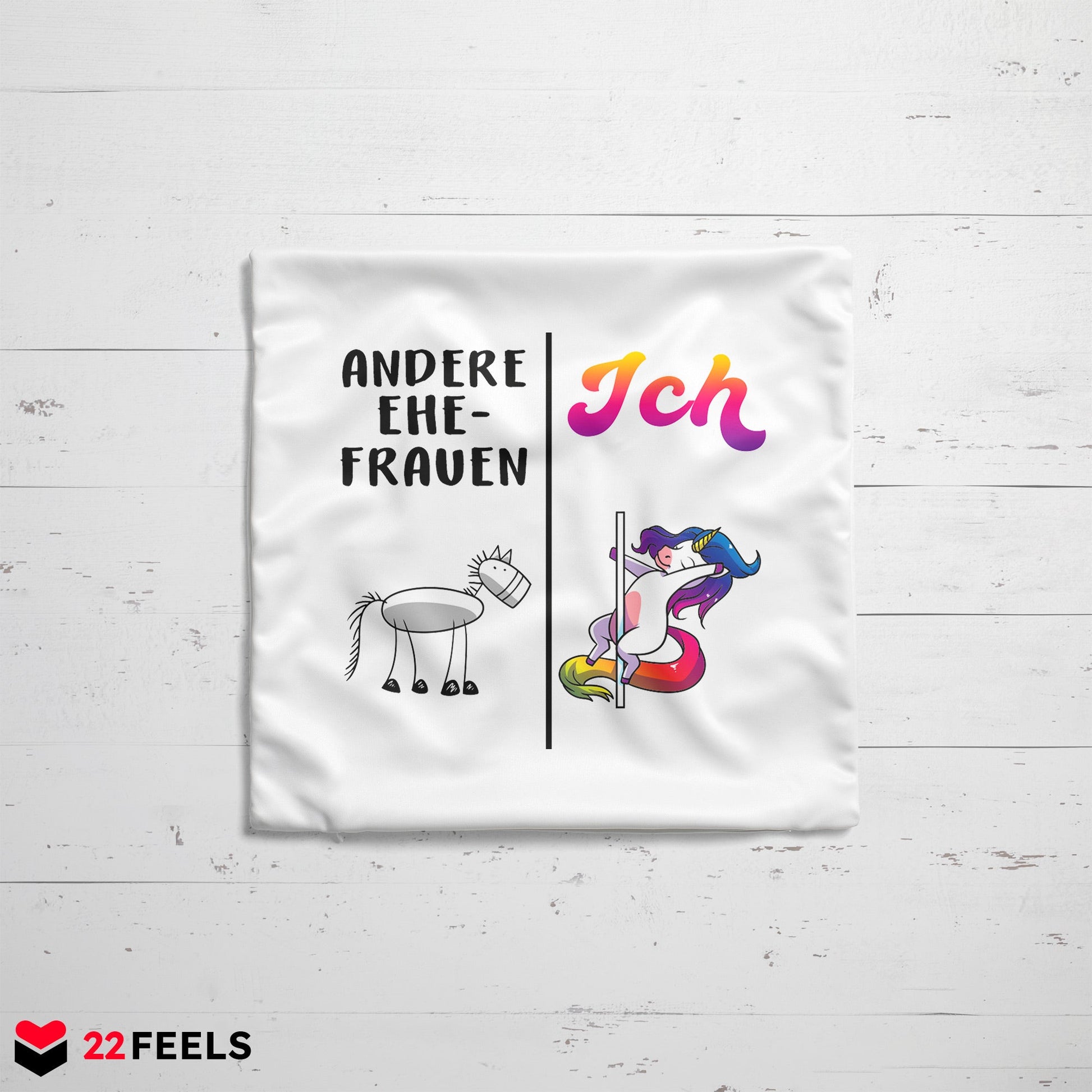 22Feels® Ehefrau Geschenk zum Hochzeitstag, Valentinstag etc. - Kissen mit Spruch (Weiss 40x40cm)-Kissen Weiss 40x40-22Feels