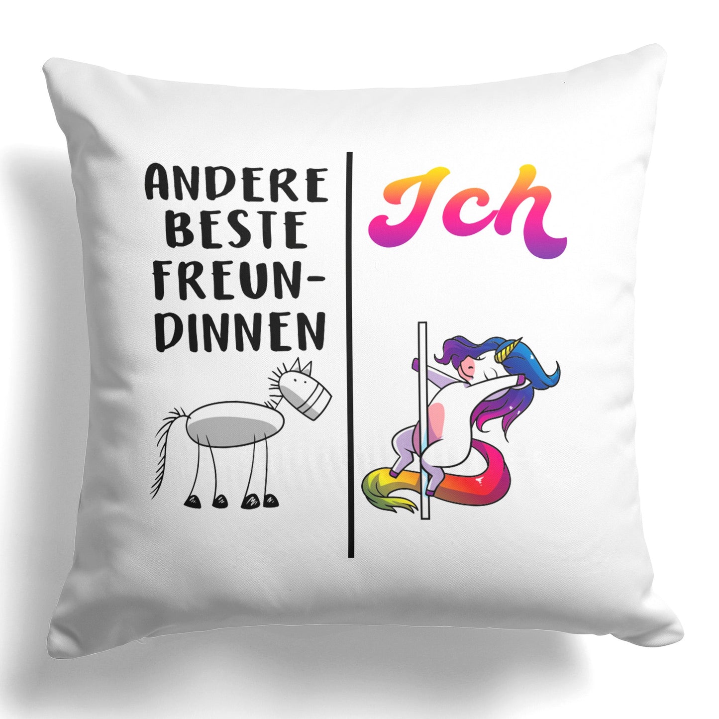 22Feels® Beste Freundin Geschenk - Einhorn Kissen mit Spruch (Weiss 40x40cm)-Kissen Weiss 40x40-22Feels