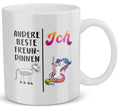 22Feels® Geschenk für Beste Freundin - Tasse mit Spruch: Andere Beste Freundinnen Ich (Einhorn) (Weiss, 320ml)-Weisse Tasse 320ml-22Feels