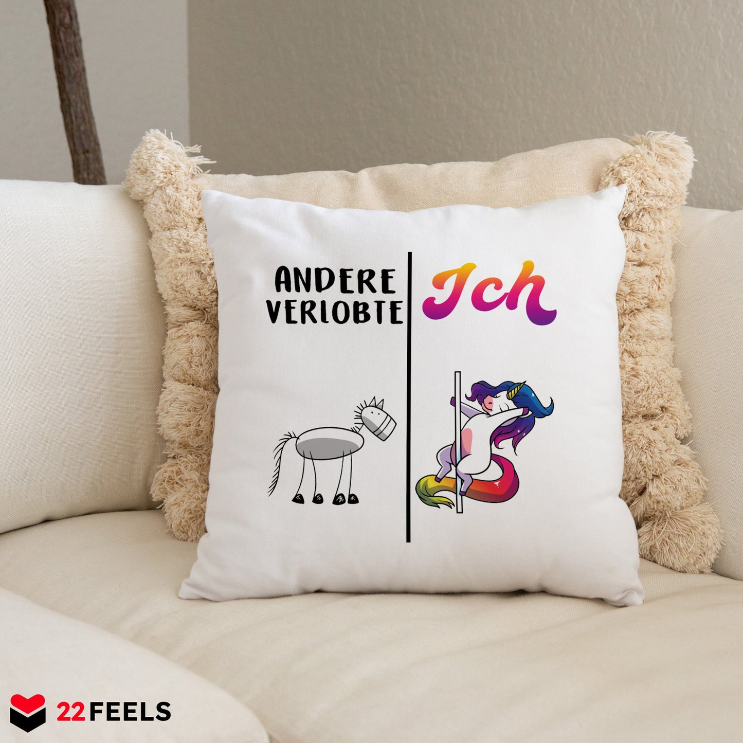 22Feels® Verlobte Geschenk - Kissen mit Spruch (Weiss 40x40cm)-Kissen Weiss 40x40-22Feels