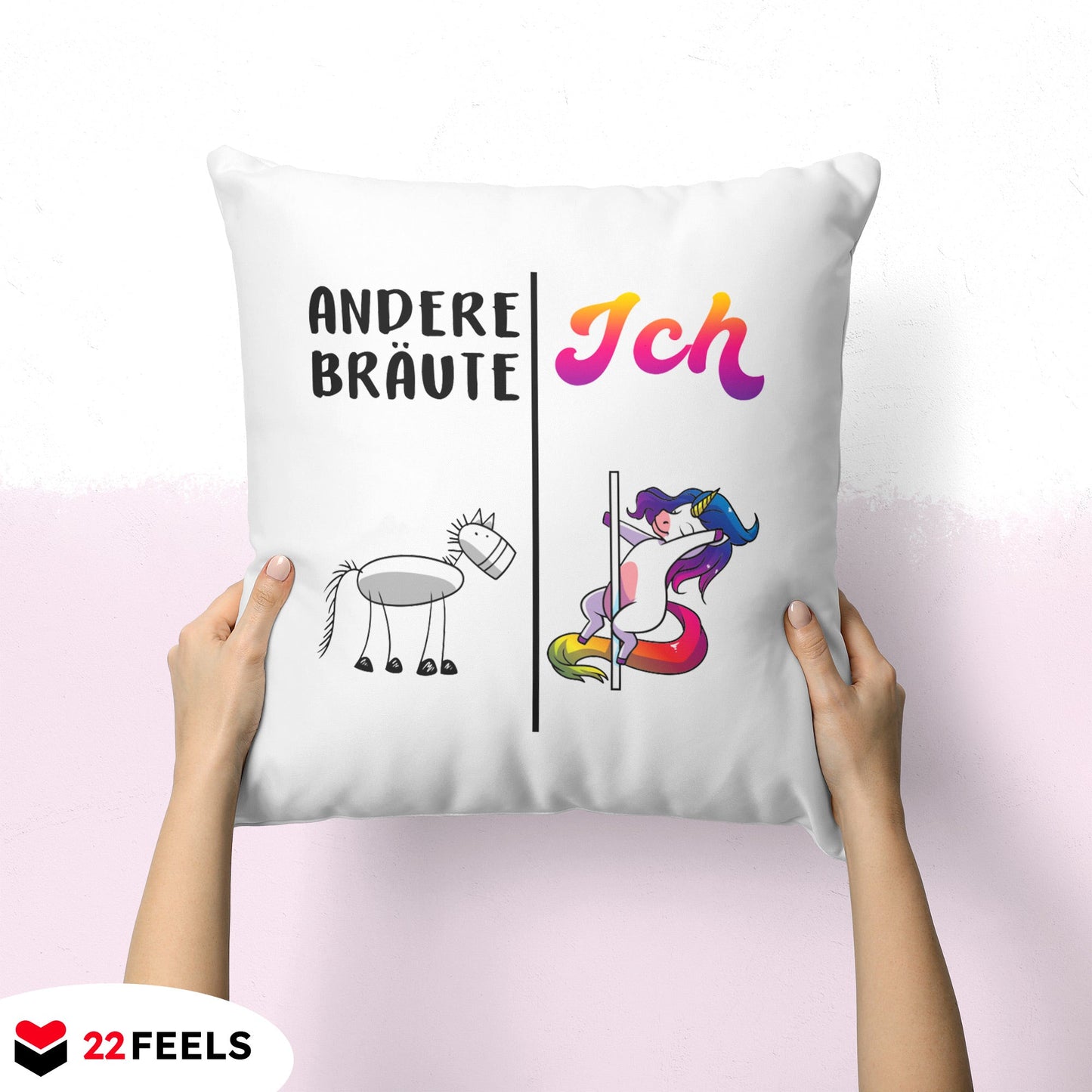 22Feels® Braut Geschenk zur Hochzeit - Kissen mit Spruch (Weiss 40x40cm)-Kissen Weiss 40x40-22Feels