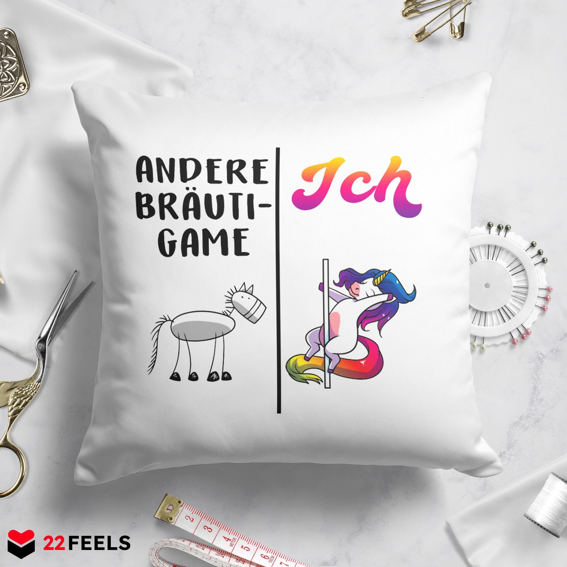 22Feels® Bräutigam Geschenk zur Hochzeit - Kissen mit Spruch (Weiss 40x40cm)-Kissen Weiss 40x40-22Feels