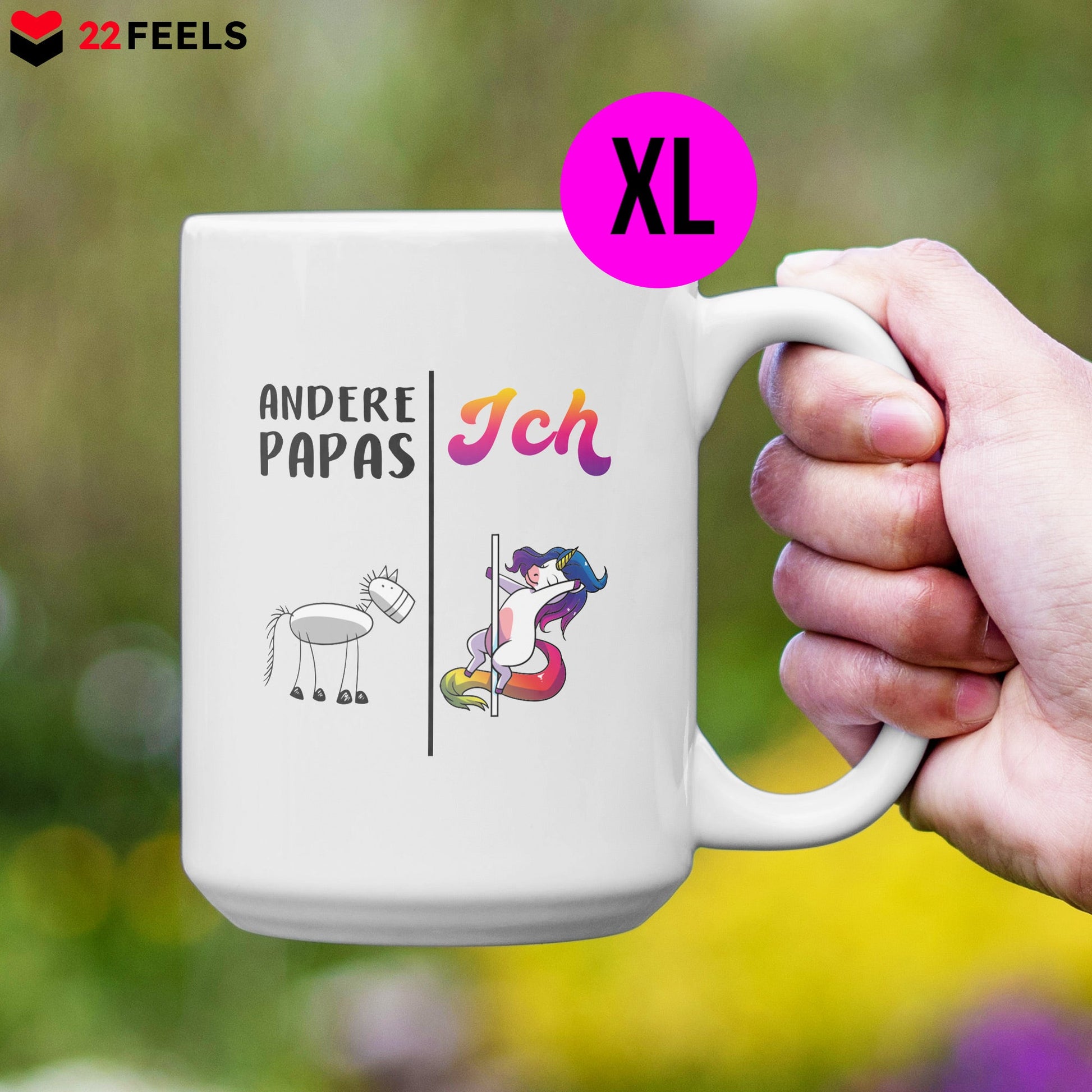 22Feels® Papa Geschenk - XL Tasse mit Spruch (Weiss, 440ml)-Weisse XL Tasse 440ml-22Feels