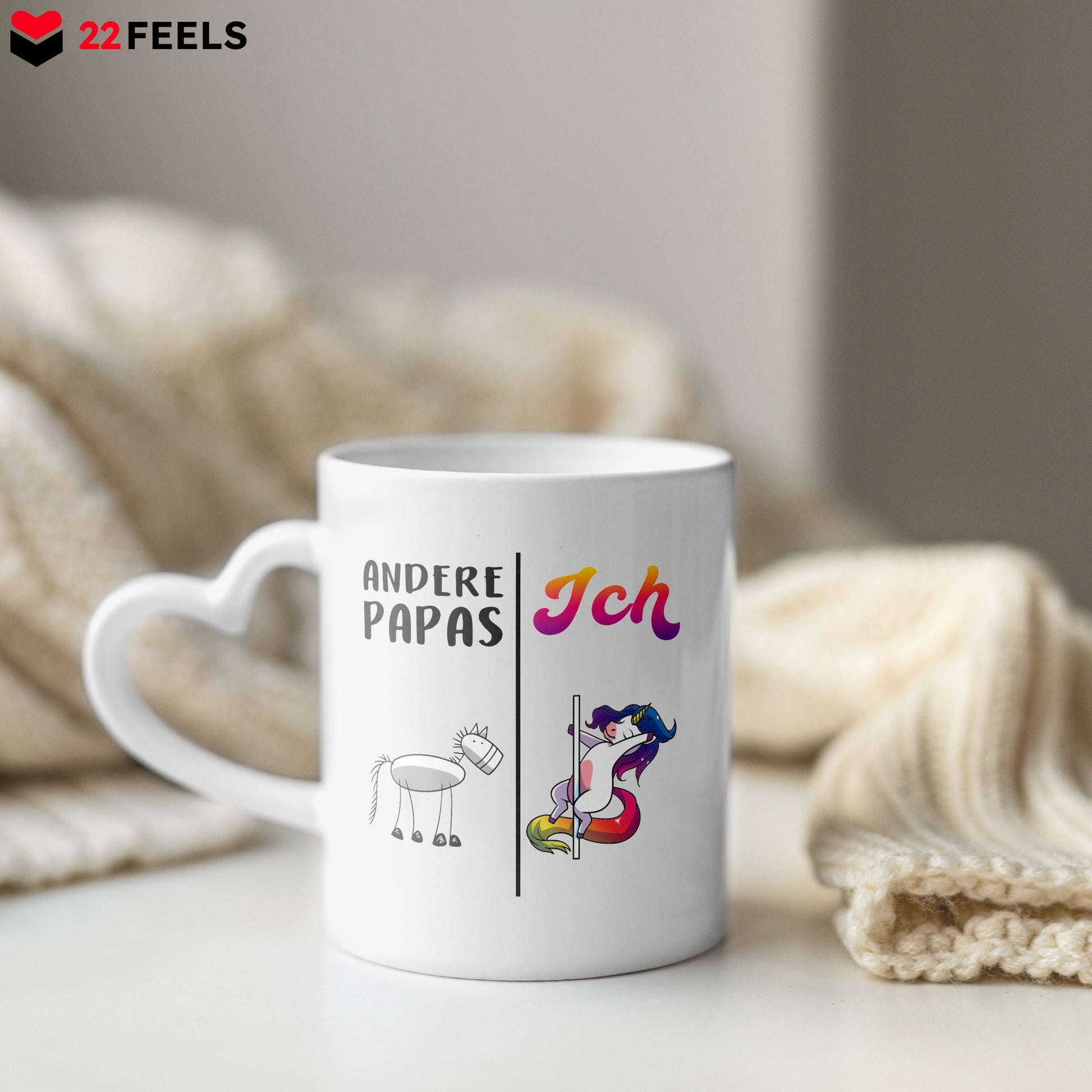 22Feels® Geschenk für Papas - Tasse mit Spruch (Herzhenkel, Weiss, 320ml)-Tasse Weiss Herzhenkel 320ml-22Feels