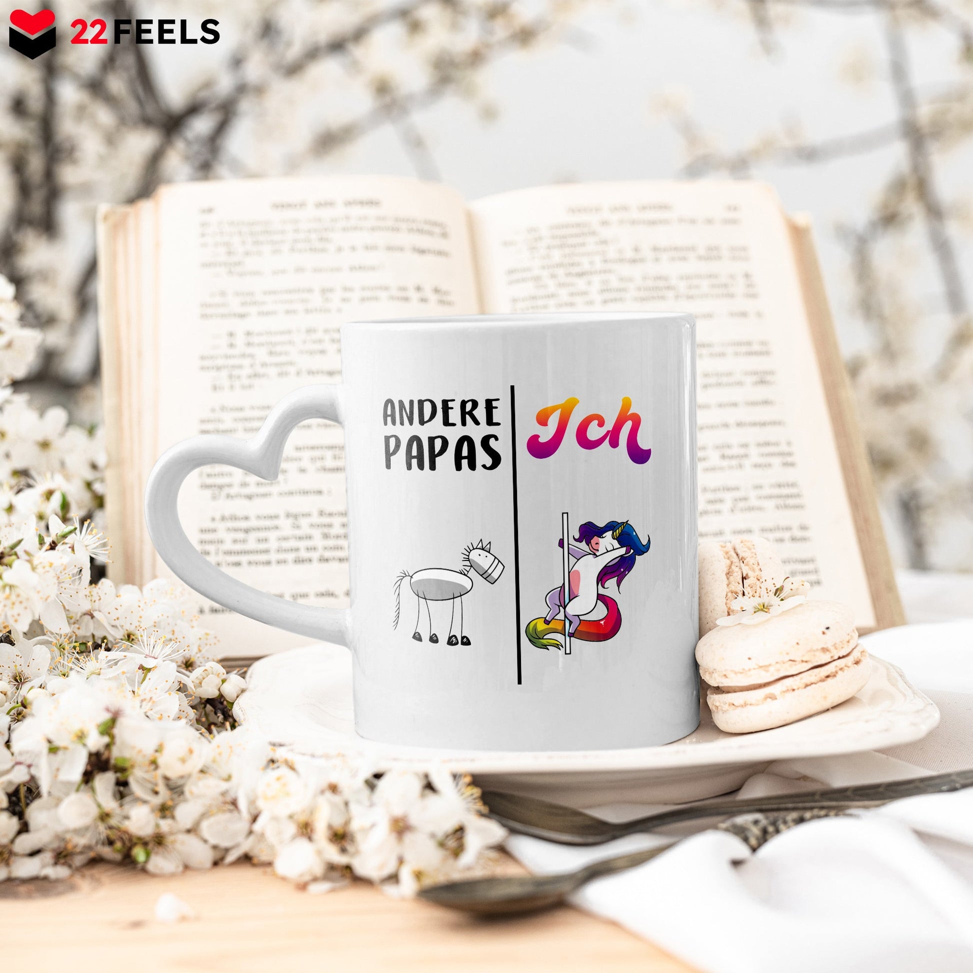 22Feels® Geschenk für Papas - Tasse mit Spruch (Herzhenkel, Weiss, 320ml)-Tasse Weiss Herzhenkel 320ml-22Feels