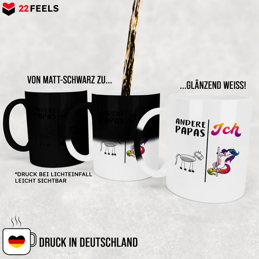 22Feels® Papa Geschenk - Zaubertasse mit Spruch (Matt-Schwarz und Weiss, 320ml)-Farbwechsel Tasse Matt 320ml-22Feels