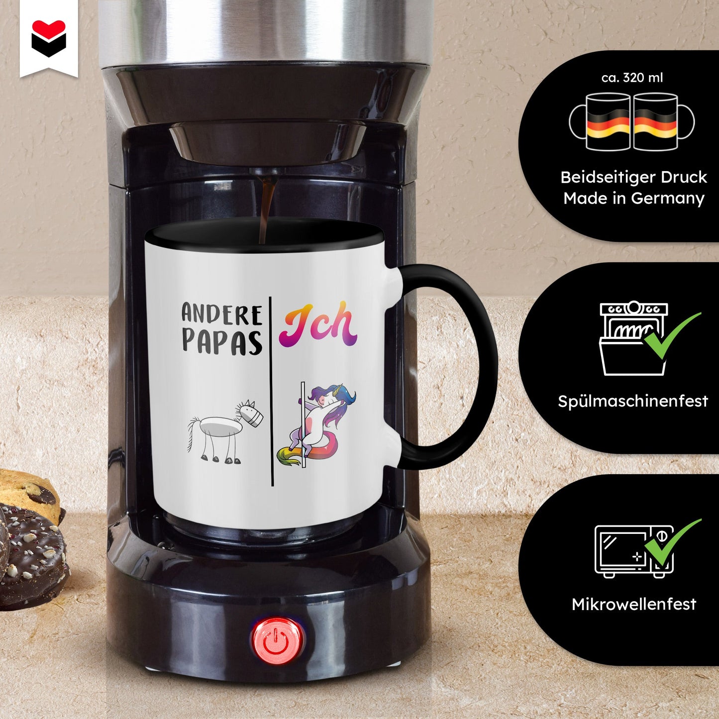 22Feels® Papa Geschenk - Tasse mit Spruch (Weiss-Schwarz, 320ml)-TwoTone Tasse Weiss-Schwarz 320ml-22Feels