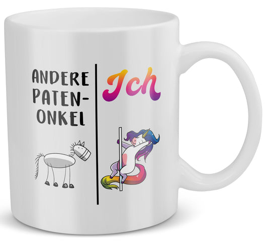 22Feels® Patenonkel Geschenk - Tasse mit Spruch: Andere Patenonkel Ich (Einhorn) (Weiss, 320ml)-Weisse Tasse 320ml-22Feels