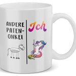 22Feels® Patenonkel Geschenk - Tasse mit Spruch: Andere Patenonkel Ich (Einhorn) (Weiss, 320ml)-Weisse Tasse 320ml-22Feels