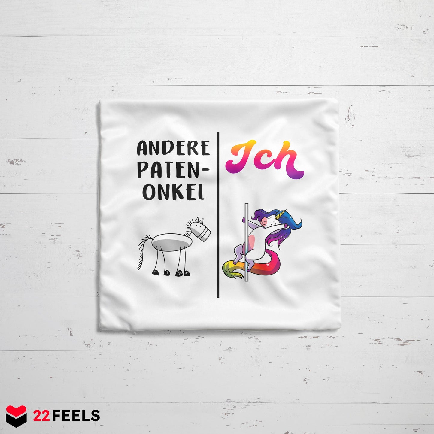 22Feels® Patenonkel Geschenk - Kissen mit Spruch (Weiss 40x40cm)-Kissen Weiss 40x40-22Feels