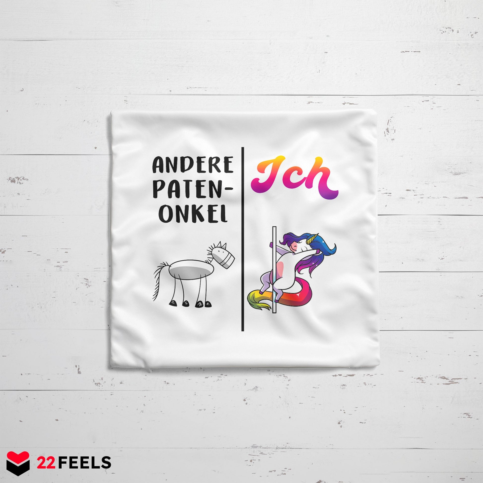 22Feels® Patenonkel Geschenk - Kissen mit Spruch (Weiss 40x40cm)-Kissen Weiss 40x40-22Feels