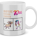 22Feels® Freundin Geschenk zum Jahrestag, Valentinstag etc. - Tasse mit Spruch: Andere Freundinnen Du (Einhorn) (Weiss, 320ml)-Weisse Tasse 320ml-22Feels