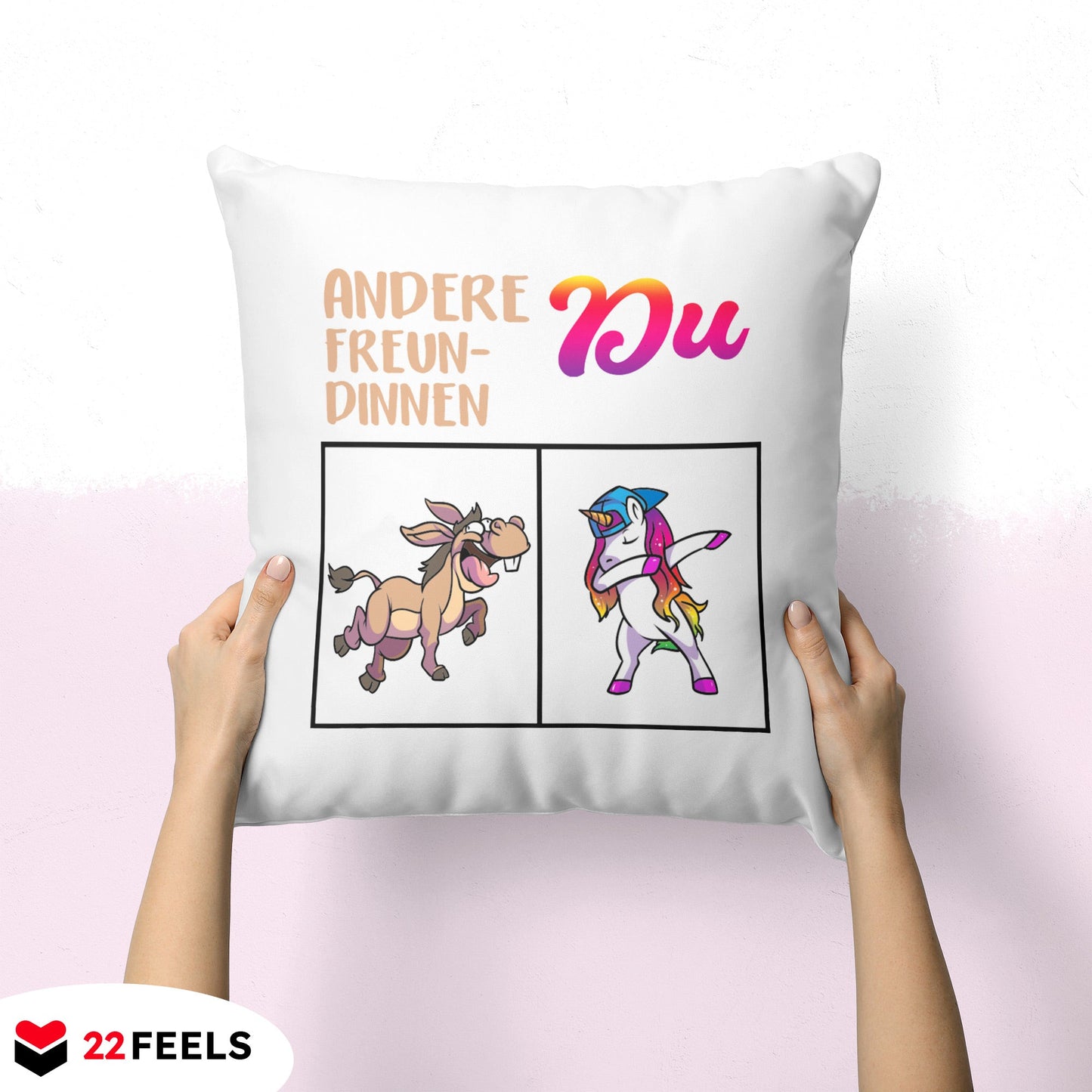 22Feels® Freundin Geschenk zum Jahrestag, Valentinstag, Geburtstag etc. - Kissen mit Spruch (Weiss 40x40cm)-Kissen Weiss 40x40-22Feels