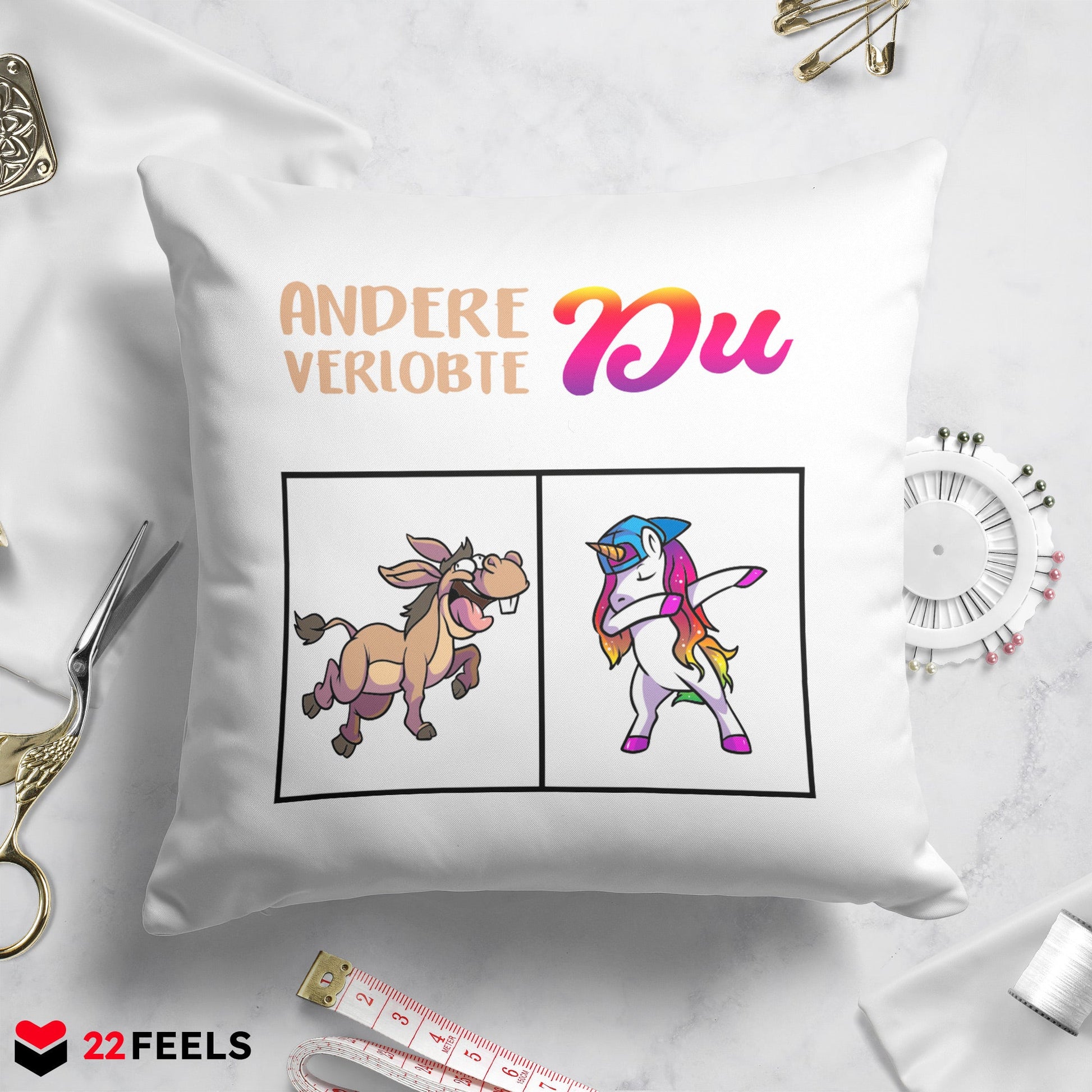 22Feels® Verlobte Geschenk - Kissen mit Spruch (Weiss 40x40cm)-Kissen Weiss 40x40-22Feels