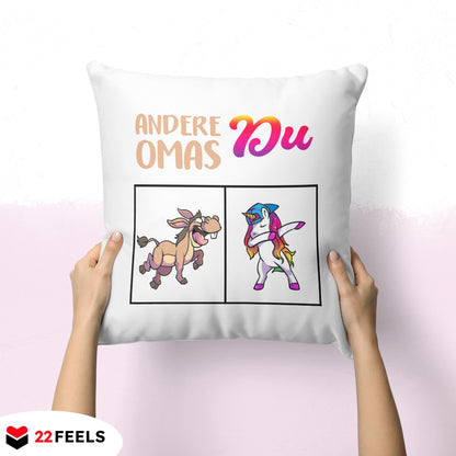22Feels® Oma Geschenk - Kissen mit Spruch (Weiss 40x40cm)-Kissen Weiss 40x40-22Feels