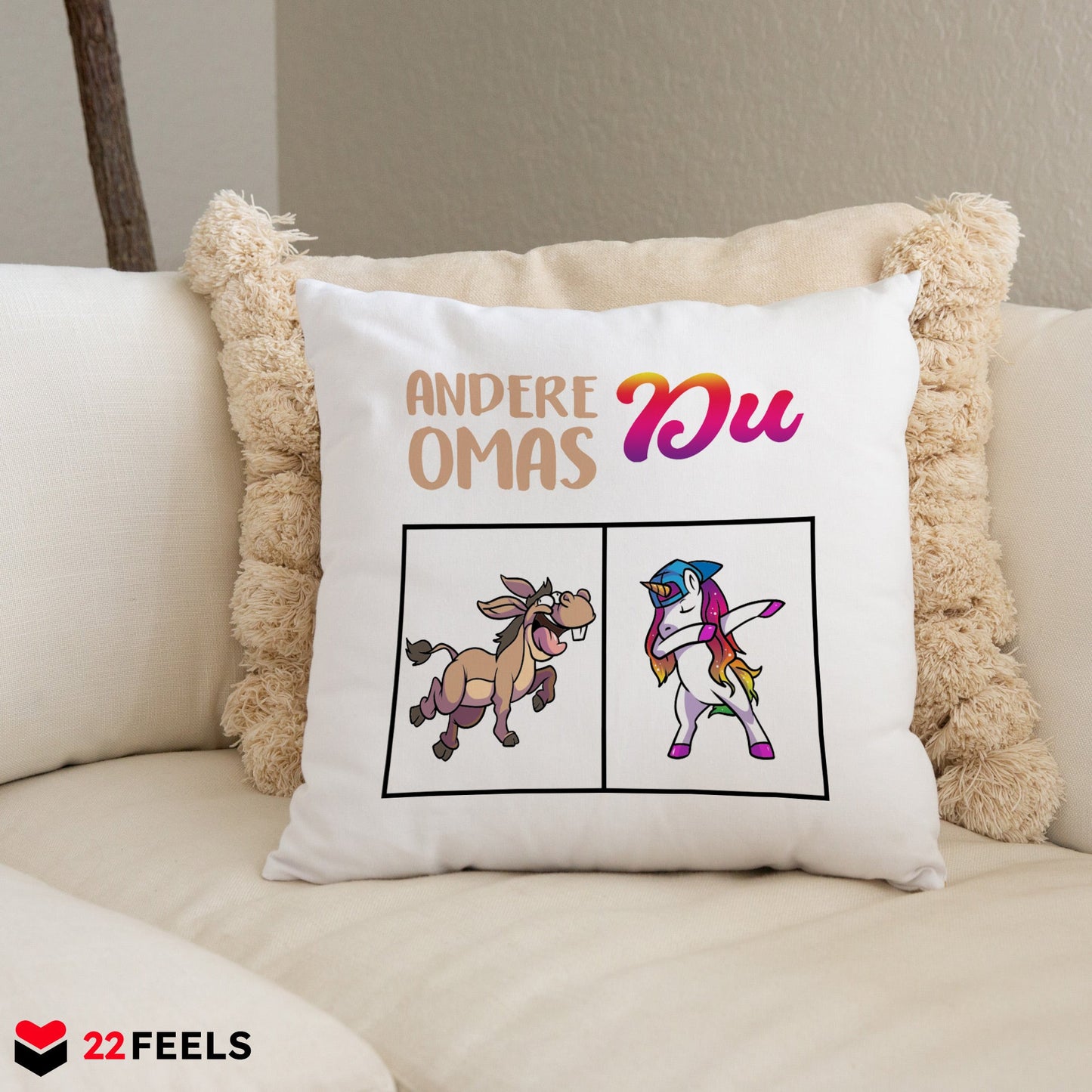 22Feels® Oma Geschenk - Kissen mit Spruch (Weiss 40x40cm)-Kissen Weiss 40x40-22Feels