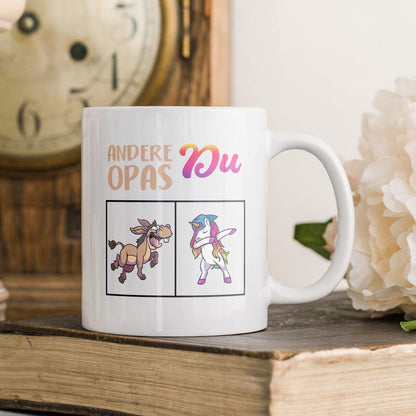 22Feels® Geschenk für Opas - Tasse mit Spruch: Andere Opas Du (Einhorn) (Weiss, 320ml)-Weisse Tasse 320ml-22Feels