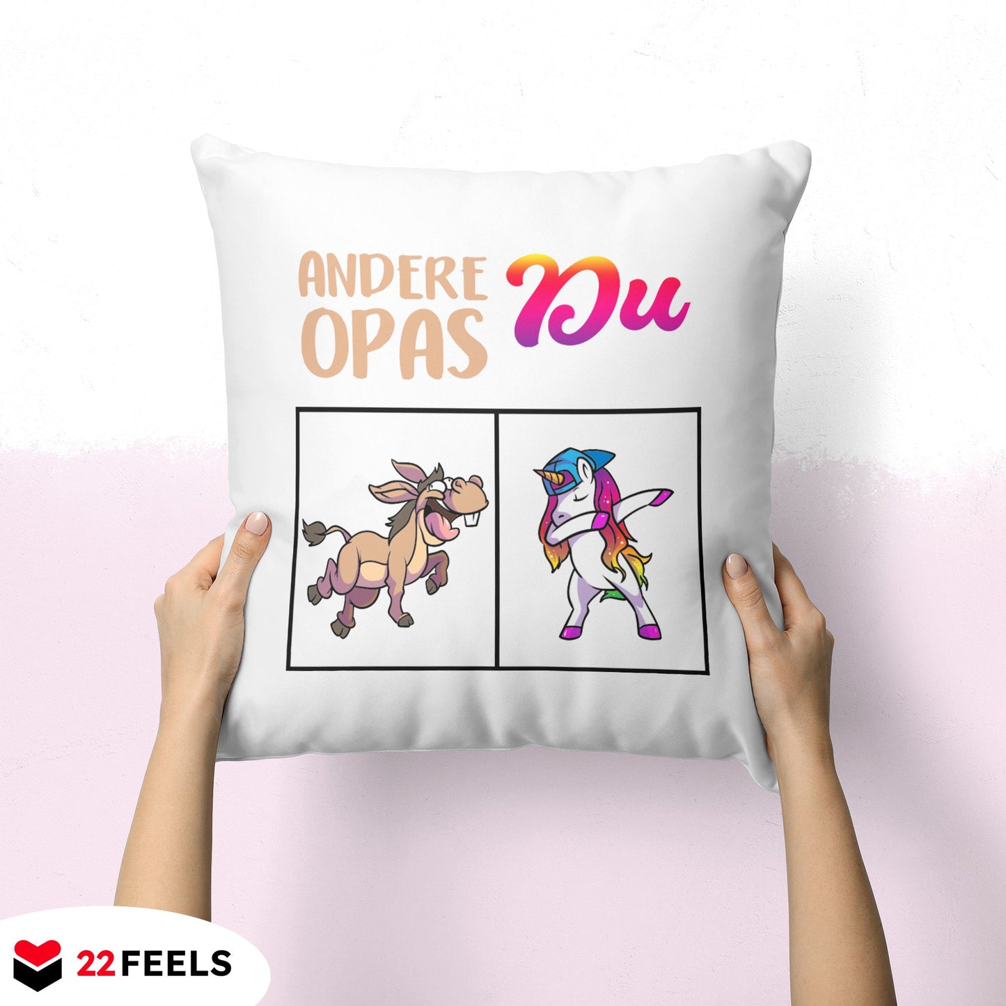 22Feels® Opa Geschenk - Kissen mit Spruch (Weiss 40x40cm)-Kissen Weiss 40x40-22Feels