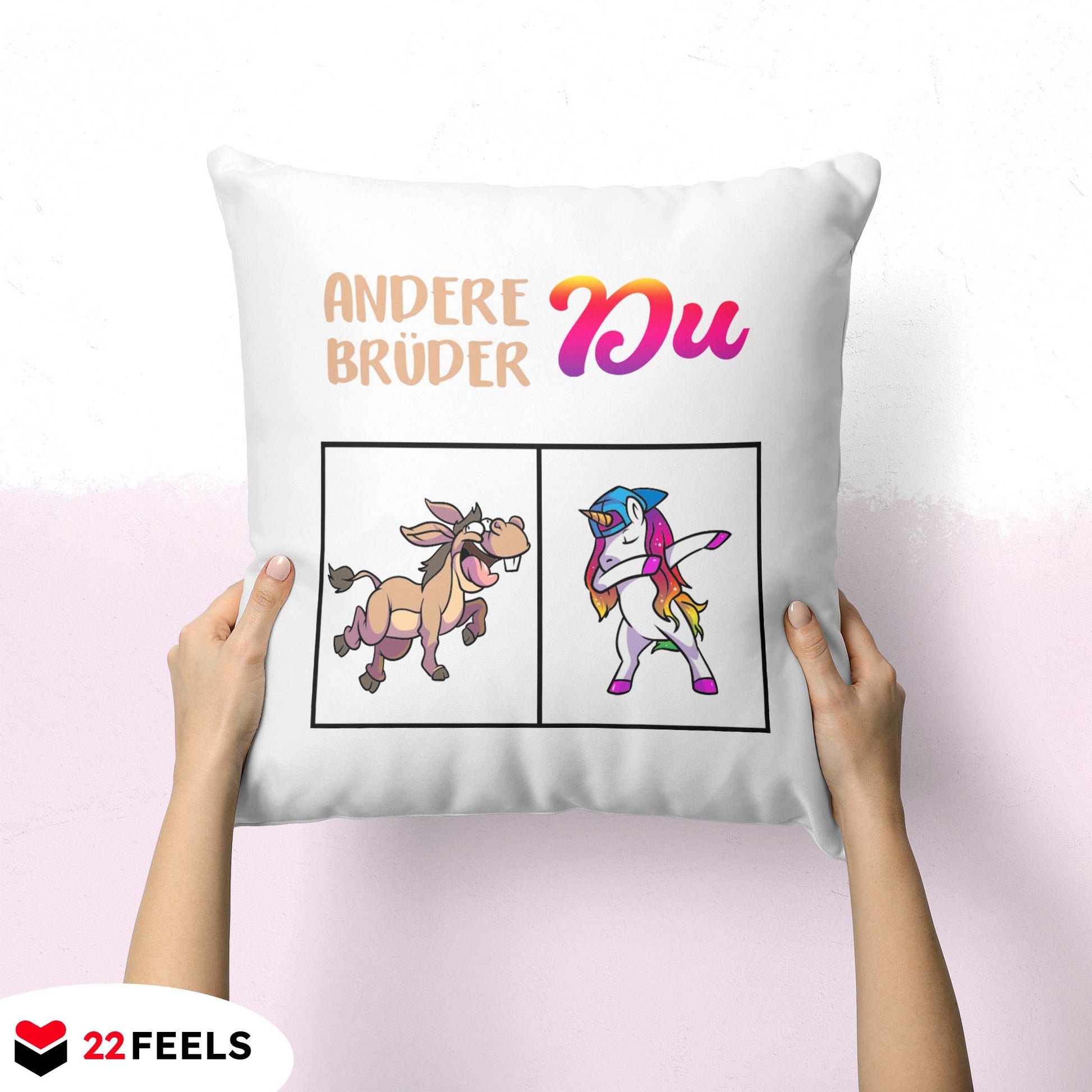 22Feels® Bruder Geschenk - Kissen mit Spruch (Weiss 40x40cm)-Kissen Weiss 40x40-22Feels