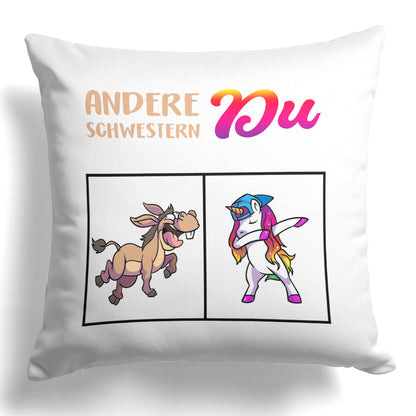 22Feels® Schwester Geschenk - Kissen mit Spruch (Weiss 40x40cm)-Kissen Weiss 40x40-22Feels