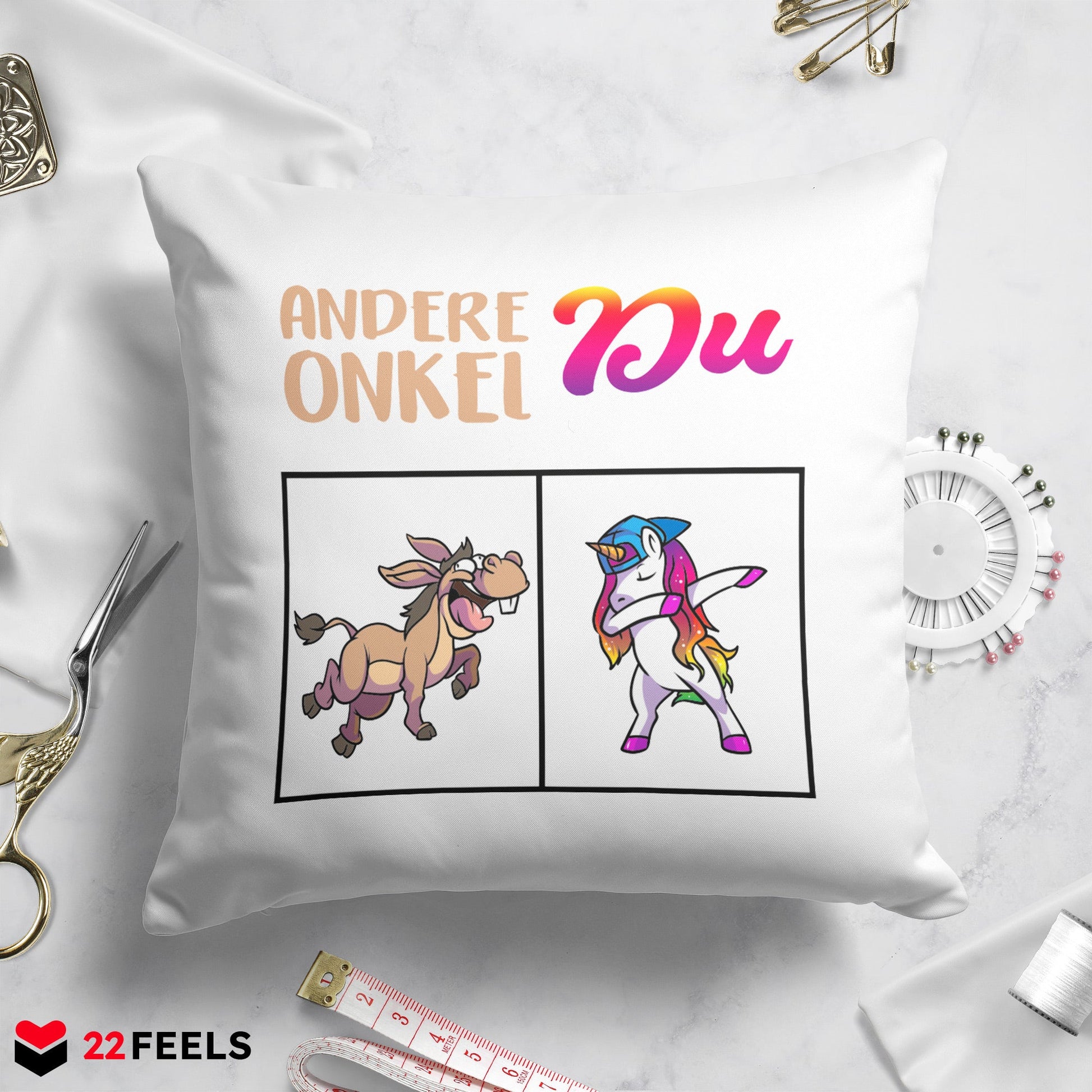 22Feels® Onkel Geschenk - Kissen mit Spruch (Weiss 40x40cm)-Kissen Weiss 40x40-22Feels
