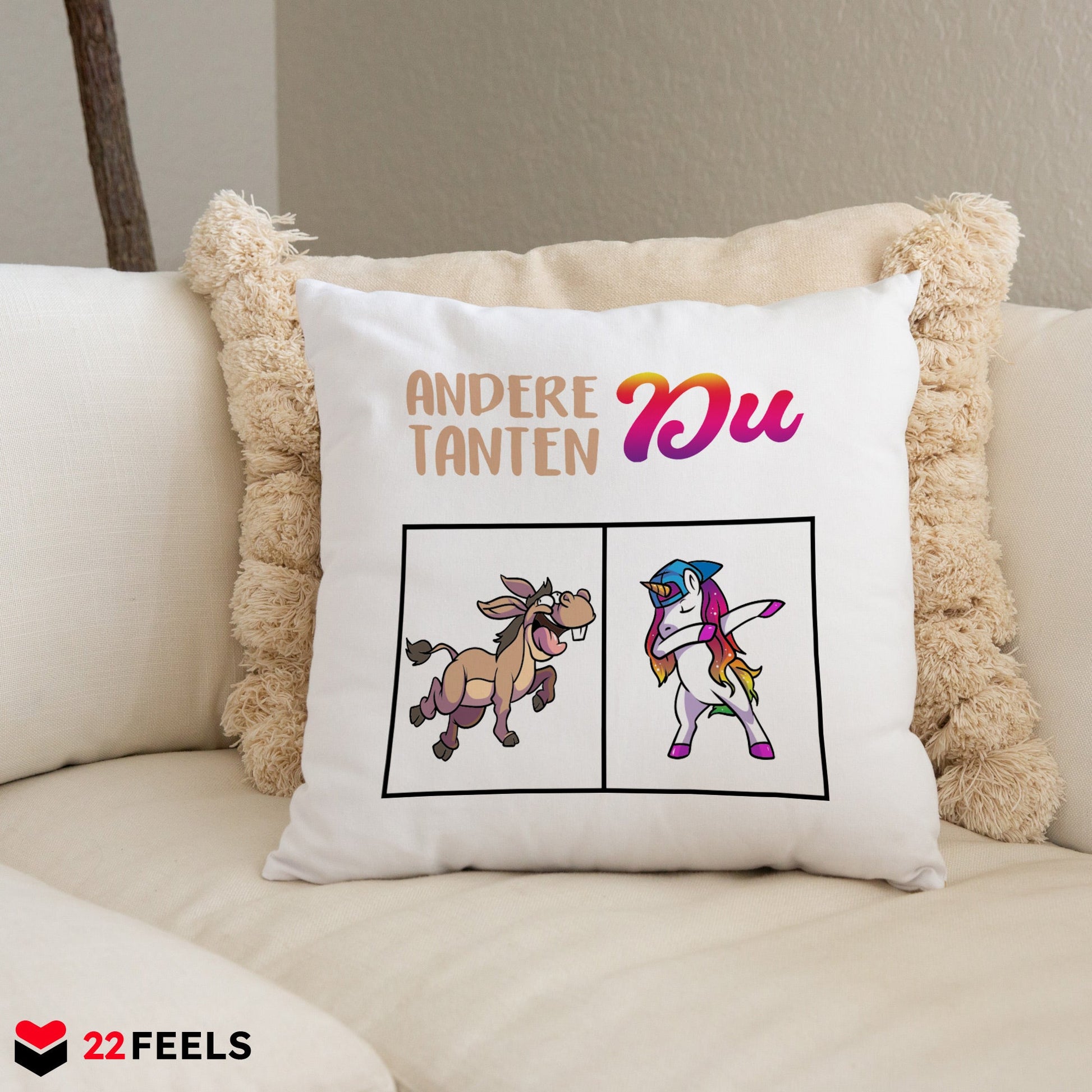 22Feels® Tante Geschenk - Kissen mit Spruch (Weiss 40x40cm)-Kissen Weiss 40x40-22Feels