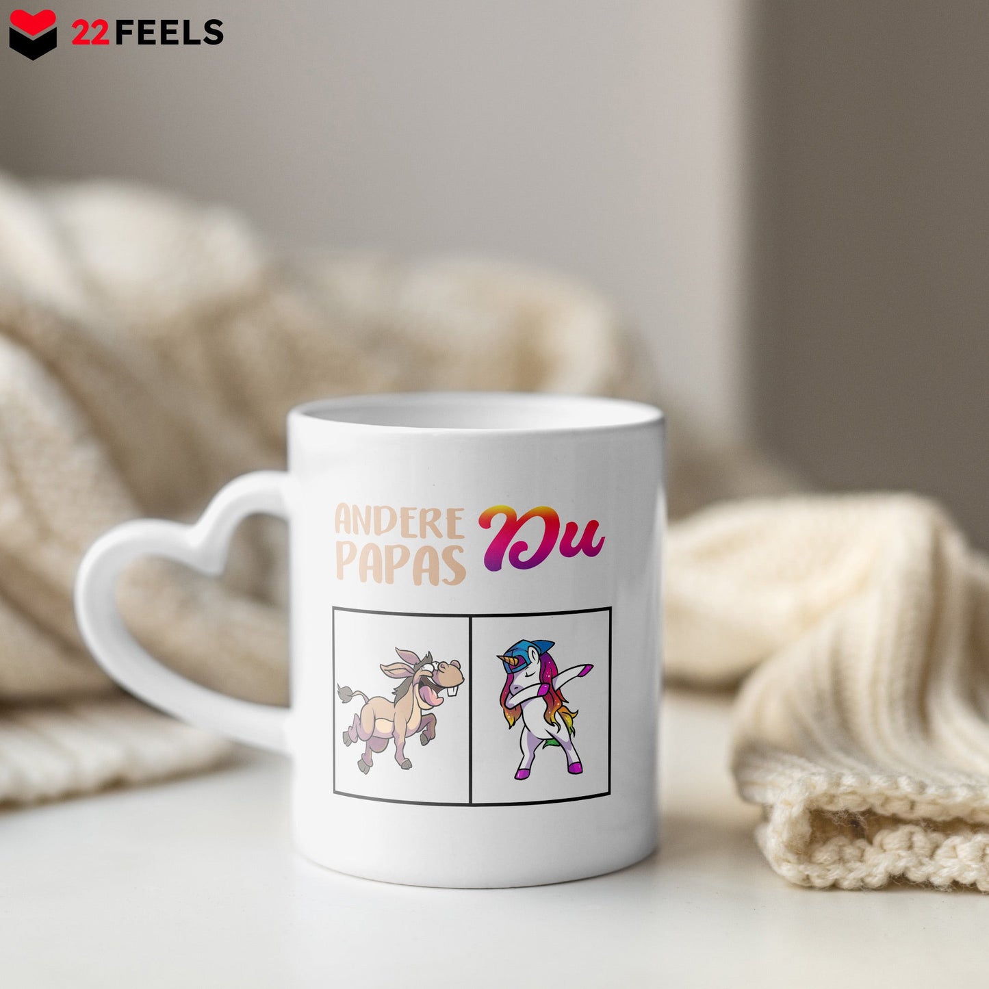 22Feels® Geschenk für Papas - Tasse mit Spruch (Herzhenkel, Weiss, 320ml)-Tasse Weiss Herzhenkel 320ml-22Feels