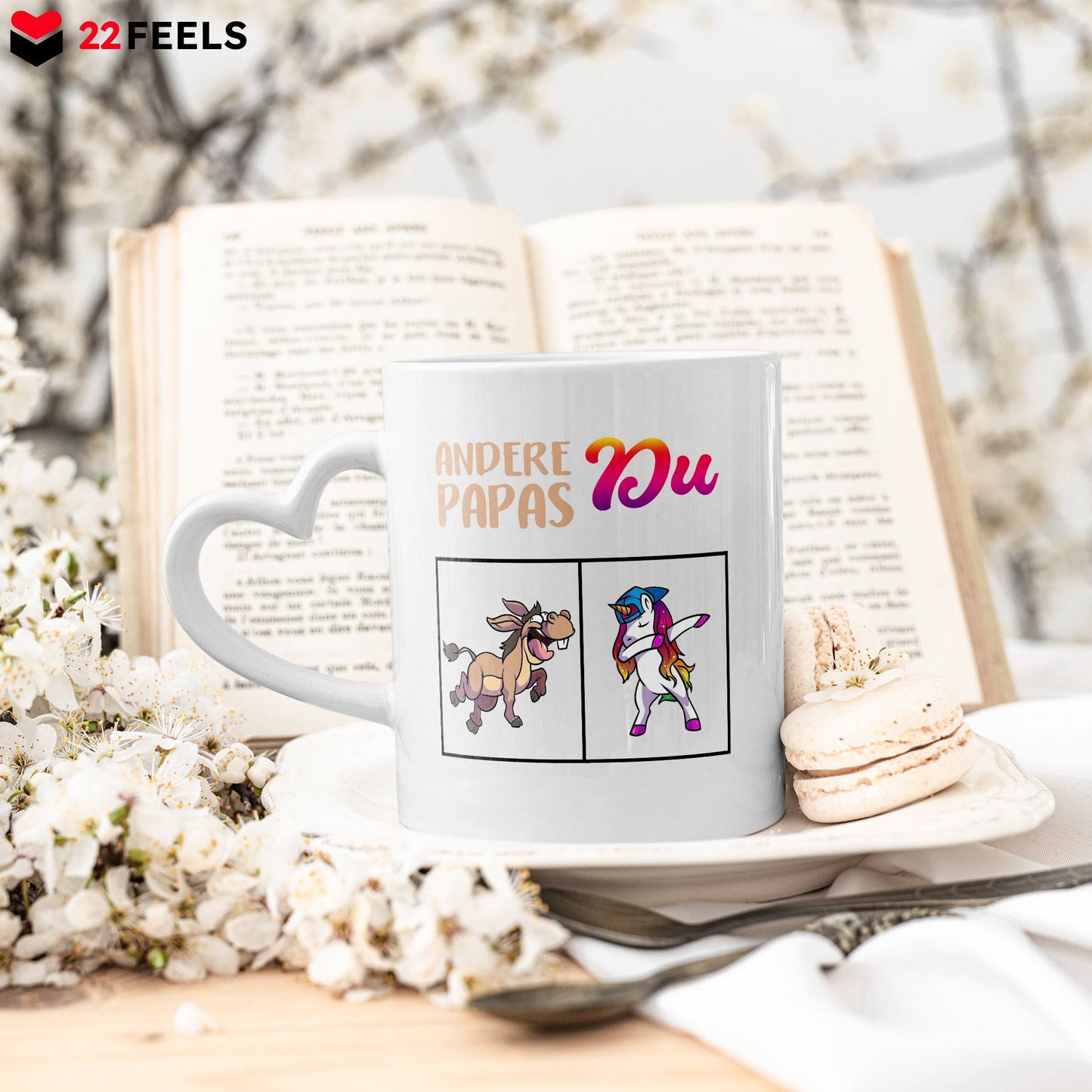 22Feels® Geschenk für Papas - Tasse mit Spruch (Herzhenkel, Weiss, 320ml)-Tasse Weiss Herzhenkel 320ml-22Feels