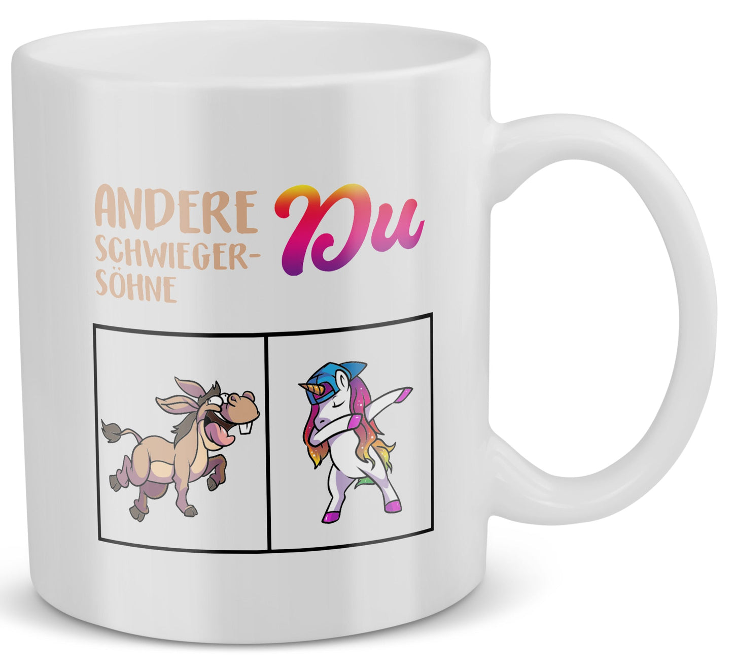 22Feels® Schwiegersohn Geschenk - Tasse mit Spruch: Andere Schwiegersöhne Du (Einhorn) (Weiss, 320ml)-Weisse Tasse 320ml-22Feels