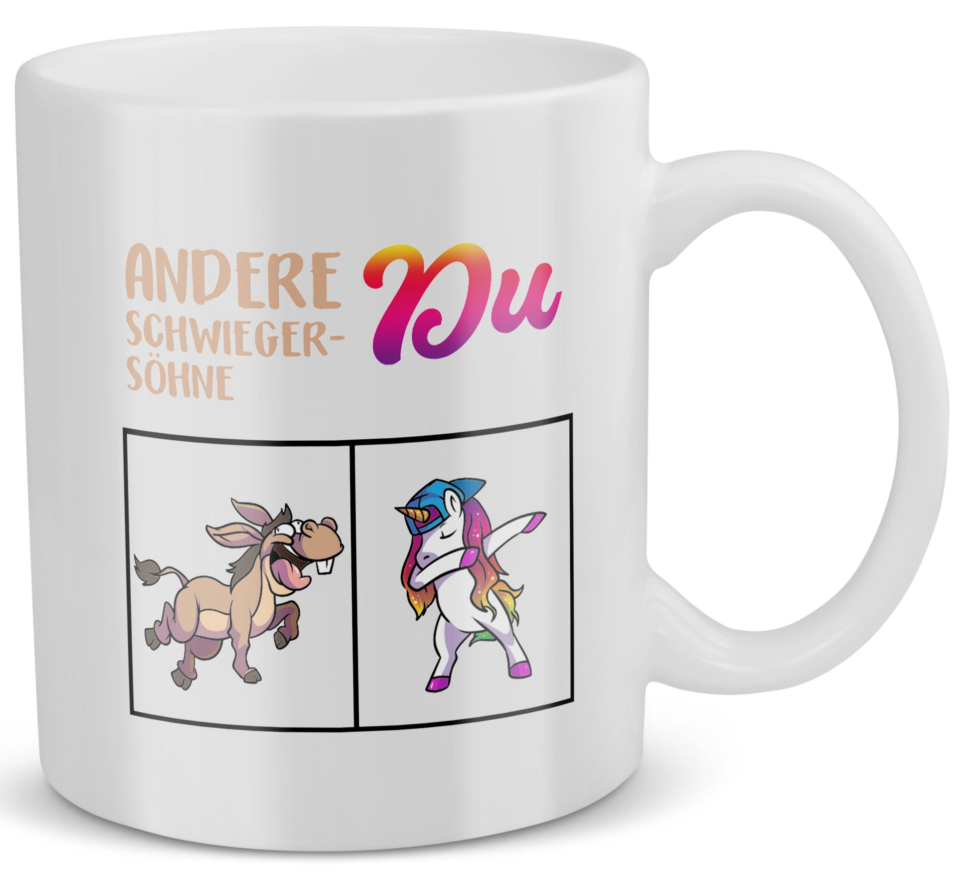 22Feels® Schwiegersohn Geschenk - Tasse mit Spruch: Andere Schwiegersöhne Du (Einhorn) (Weiss, 320ml)-Weisse Tasse 320ml-22Feels