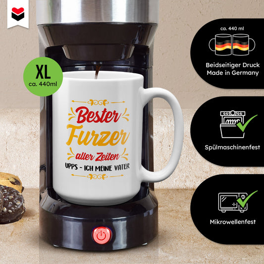Papa Geschenk Vatertag, Vater TASSE XL Geburtstag, von Tochter und Sohn, Weihnachten Geschenke Männer, Kaffeetasse Tee Haferl-Weisse XL Tasse 440ml-22Feels