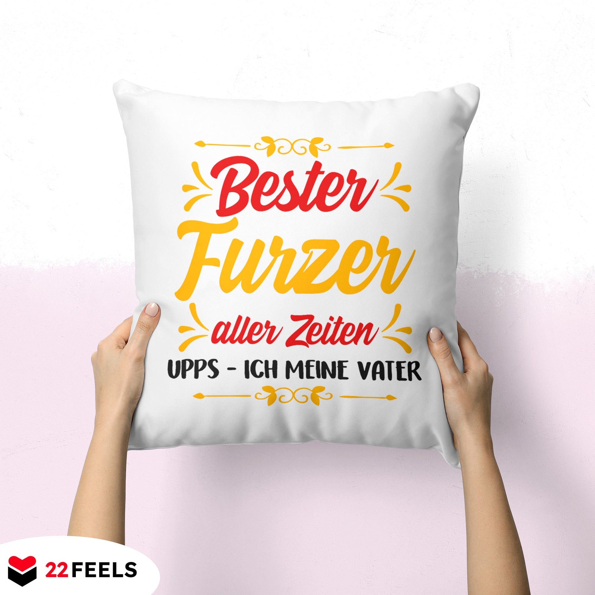 22Feels® Papa Geschenk - Kissen mit Spruch (Weiss 40x40cm)-Kissen Weiss 40x40-22Feels