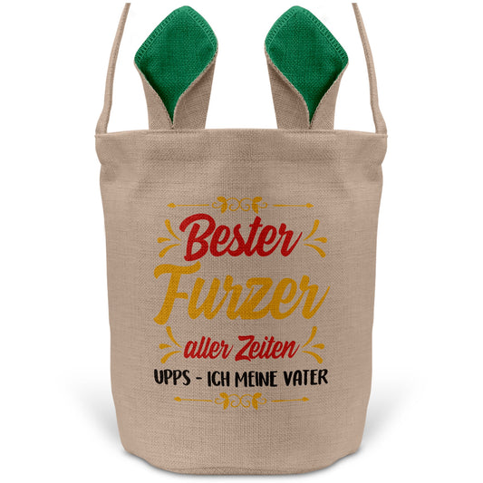22Feels® Papa Osterkorb Vater mit Henkel Ostergeschenk Tragetasche Ostern Deko Osternest Körbchen Hasenohren (Beige/Grün)-Ostern Tragetasche-22Feels