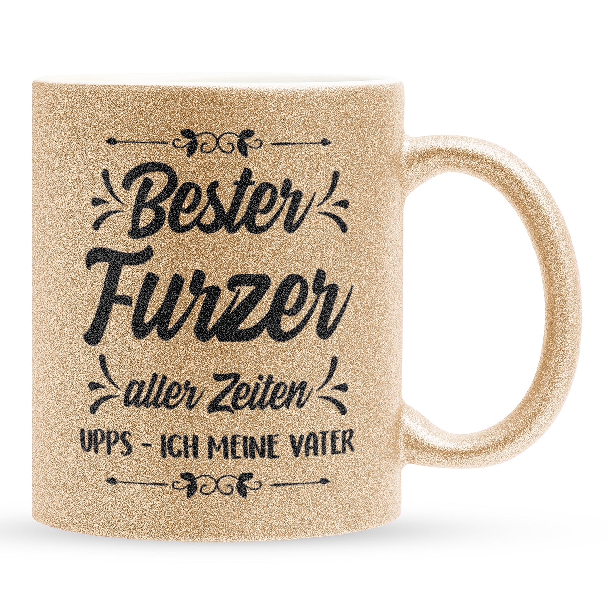 Papa Geschenk Vatertag, Vater Glitzertasse Gold Geburtstag, von Tochter und Sohn, Weihnachten Geschenke Männer, Kaffeetasse Tee Haferl-Glitzertasse Gold 320ml-22Feels